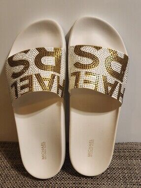 SZ 11 MICHEAL KORS RHINESTONE SLIDES,SANDALS